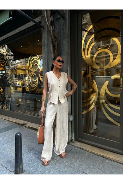 MAUN COLLECTION Kırınalistekiler Vest Pants Fabric Set