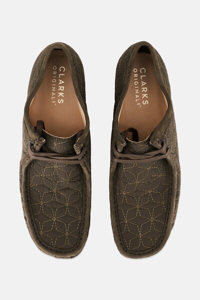 CLARKS Men Standard Wallabee Lace Up Casual Shoes, Olive