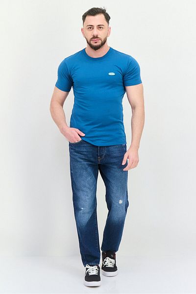 Vans Men Crew Neck Short Sleeve Brand Logo T Shirt, Teal Blue