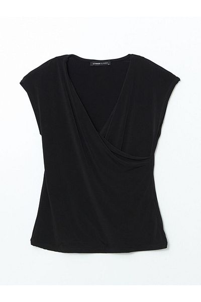 LC Waikiki Lcwaikiki Classic Black Double Breasted Collar Women's Blouse
