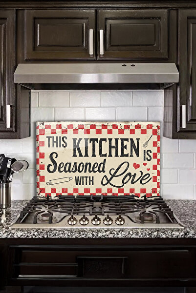 Vitrovelo Motivasyon Yazılı Cam Ocak Arkası Koruması, Isıya Dayanıklı Tezgah ...