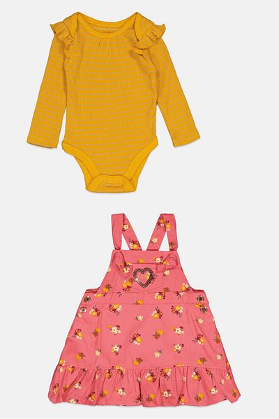 NANETTE LEPORE Toddlers Girl 2 Piece Printed Dress And Long Sleeves Top Set, Pink
