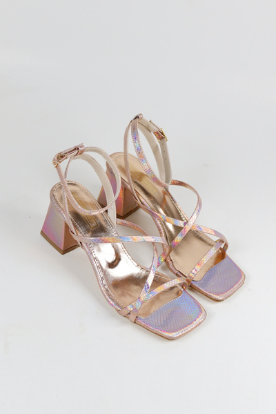 NiceDiffer Women's Ankle Strap Colorful Crocodile Heeled Sandals