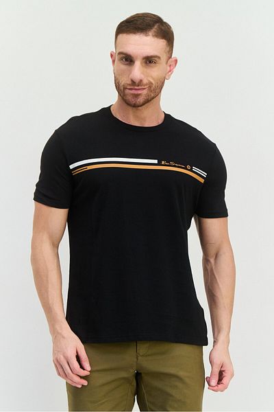 Ben Sherman Men Crew Neck Short Sleeves Brand Logo T-shirt, Black