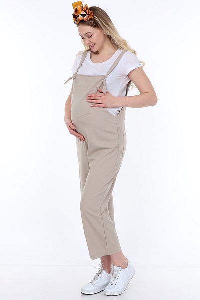 Luvmabelly Myra6101 - Beige Pregnant Salopet