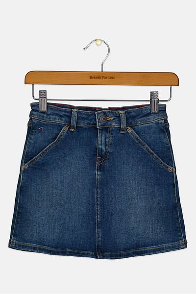 Tommy Hilfiger Kids Girl Washed Denim Skirt, Blue