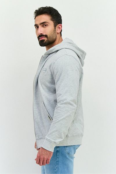 Crosshatch Men Hoodie Embroidered Logo Long Sleeves Sweatshirt, Grey