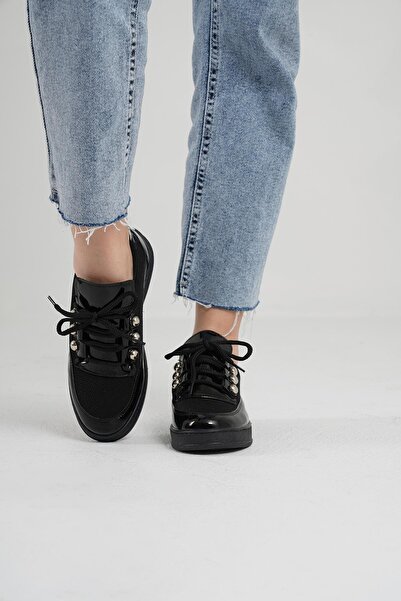 Beyond Kadın Siyah Rugan Sneaker Byndk96