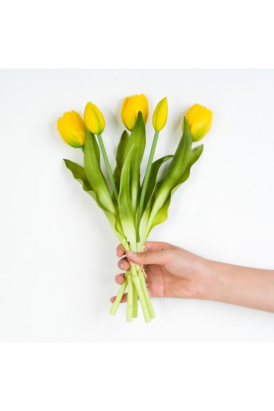 Choice Yellow 5pcs Artificial Tulip Bouquet Silicone Fake Flowers Party Decoration Living Room Table Center