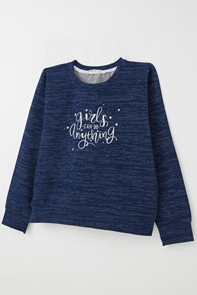 Breeze Дівчачий світшот - з принтом, зірками, 9-14 років, темно-синій меланж