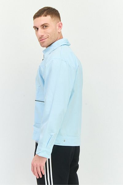 adidas Men Sportswear Fit Long Sleeve Outdoor Jacket Shirt, Light Blue