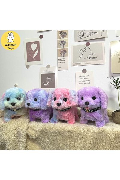Choice camouflage random Plush puppy electronic interactive toy walking barking wagging tail puppy kids gif