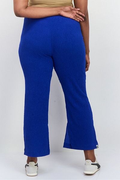 The Giving Movement Women Regular Fit Textured Wide Leg Pants, Blue