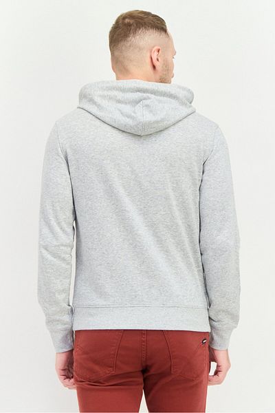 Perry Ellis Men Hooded Brand Logo Long Sleeves Sweatshirt, Grey