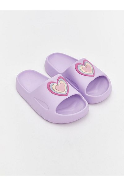 LC Waikiki Papuci pentru fete LCW STEPS cu imprimeu inimă liliac
