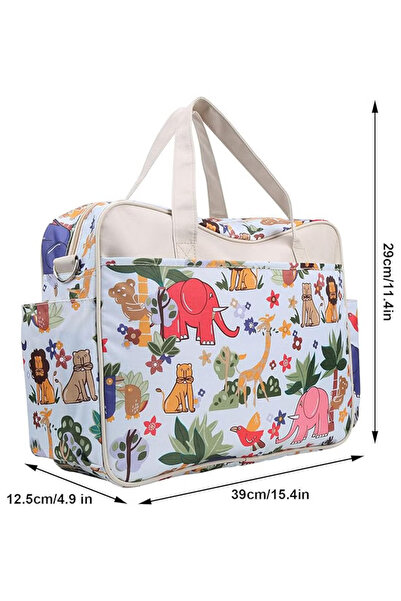 Yelajoy Multifunctional Animal Print Travel Diaper Bag,Light Weight with Changing Mat,Adjustable Straps