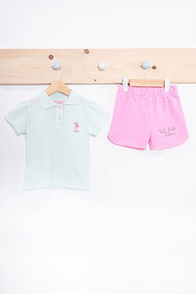 U.S. Polo Assn. طقم ملابس أطفال باللون الأخضر للبنات من جمعية بولو الأمريكية