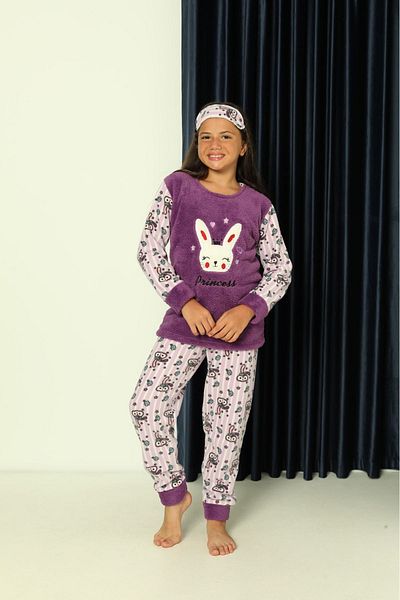 sharin Children's Patterned Winter Welsoft Fleece Pajamas Set 2C-6460