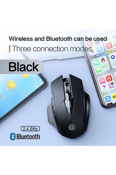 Choice ماوس لاسلكي صامت A1-Black INPHIC A9 بتقنية البلوتوث، قابل للتعديل بخمسة مستويات DPI، ماوس بثلاثة أوضاع، Sui