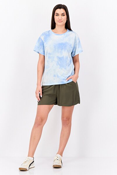Steve Madden Women Round Neck Short Sleeves Tie Dye T-Shirt, Light Blue Combo