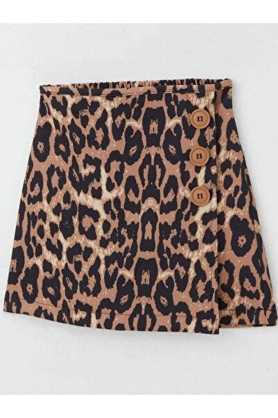 Zekids Момичешка къса пола с леопардови шарки