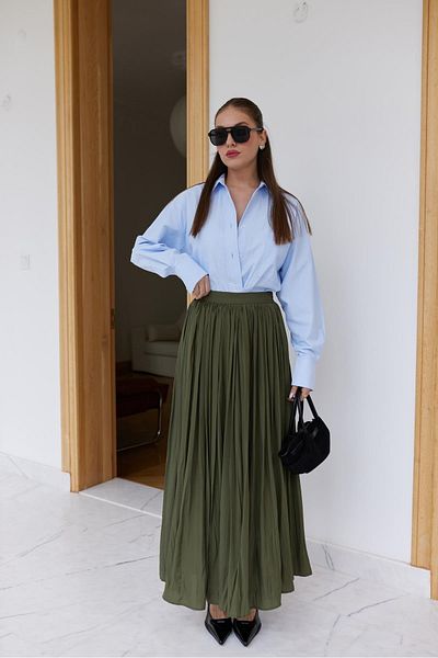 Askı Nişantaşı Khaki Waist Zippered Skirt
