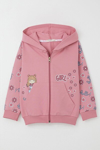 Breeze سترة صوفية رائعة للفتيات - بنمط الزهور والقلب، للأعمار من 1 إلى 4 سنوات، وردة مجففة