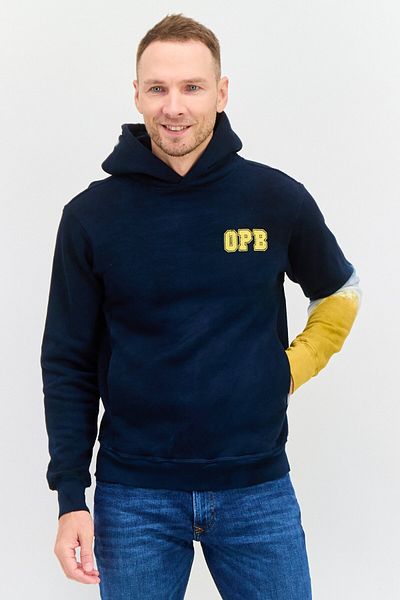 Original Paperbacks Men Hooded Tie Dye Detail Long Sleeves Sweatshirt, Navy