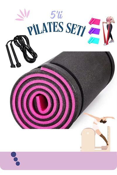 MEKOS Yoga Mat - 10mm Plates - Pilates Band and Jump Rope Set