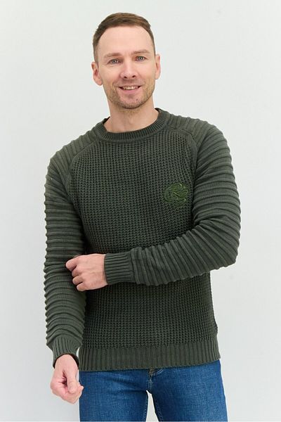 Crosshatch Men Crew Neck Embroidered Logo Sweater, Sage Green