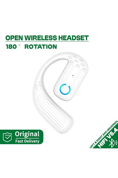 Choice White 1PCS Wireless Bluetooth 5.4 Earphone 180° Rotation Ear Hook HIFI Stereo With MIC HD Call Open