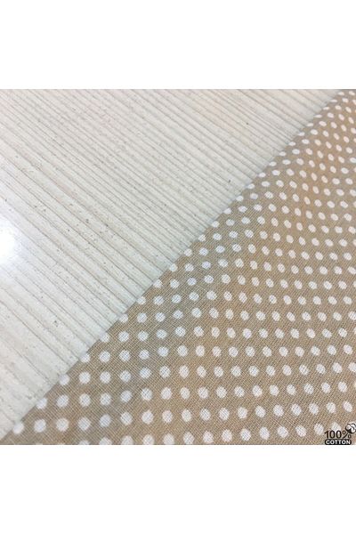 Renk Tekstil Μπεζ Μίνι Πουά 100% Βαμβακερό ύφασμα Ποπλίνα