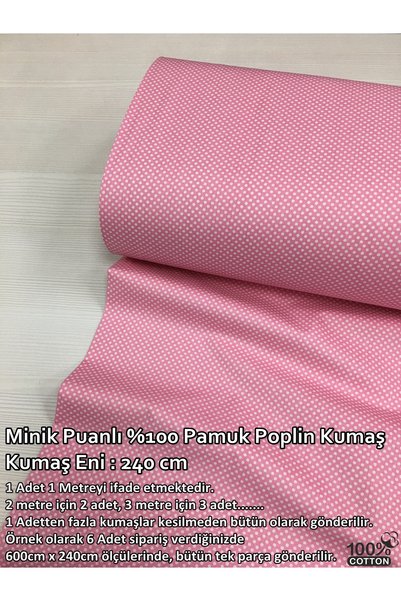 Renk Tekstil Pembe Mini Puanlı 6 Renk %100 Pamuklu Poplin Kumaş
