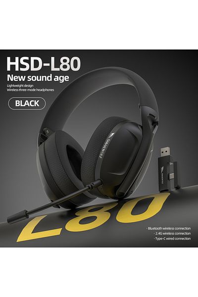 Choice Black Smailwolf L80 Bluetooth Wireless Wired Three-mode Gaming Headset Laptop Home Lightweight Heads