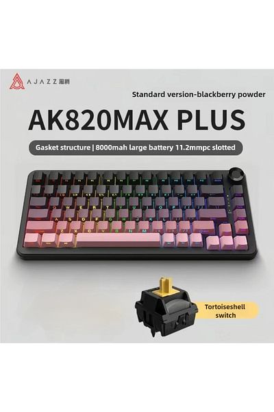Ajazz Tortoiseshell Jbf Magnetic Shaft Mechanical Keyboard Ak820max Gaming Wired Triple Mode Custom