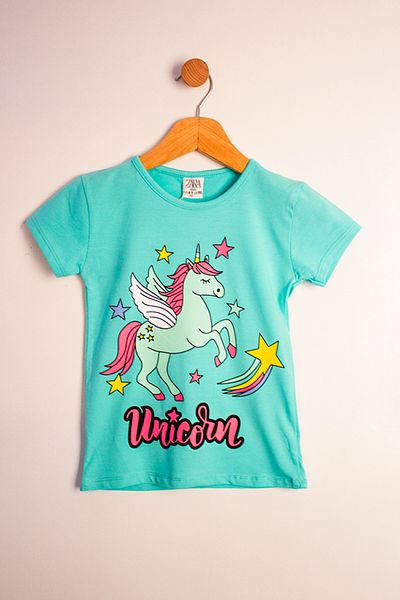 TRENDİMİZBİR Costum Imprimat Unicorn Fata Unicorni Veseli Albastru