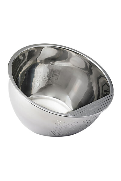 HIC Stainless Steel Round Kitchen Rice Washing Colander Silver 2.83 Liter