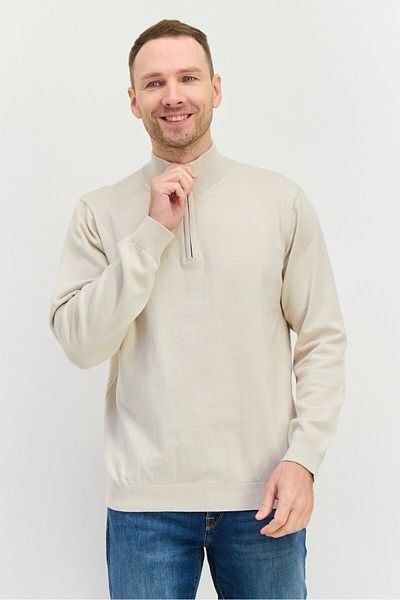 French Connection Men Mock Neck Solid Sweater, Oatmeal Melange