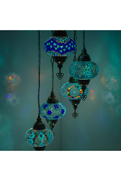 mosland home 13 Çeşit , Mozaik Lamba 5'li Osmanlı Otantik Renkli Camlı El Yap...