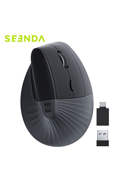 Choice black Seenda Vertical Wireless Mouse Rechargeable Ergonomic USB & Type C 2 in 1 Receiver Mice for La