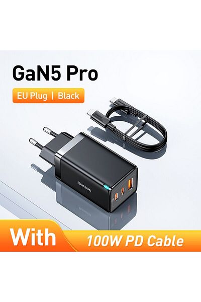 Baseus EU Plug Black Baseus 65W GaN Charger Quick Charge 4.0 3.0 Type C PD USB Charger Portable QC4.0 3.0 F