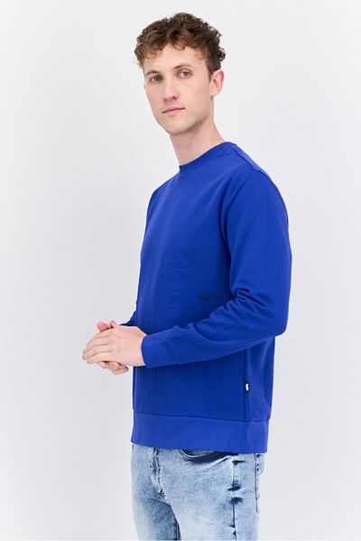 GAS Men Crew Neck Graphic Print Long Sleeves Sweatshirt, Blue