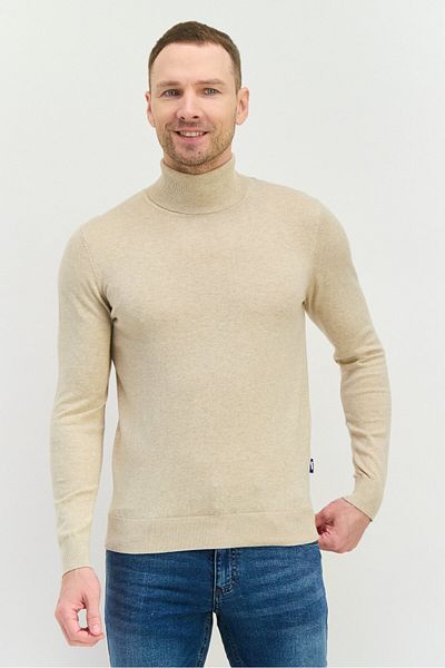 GAS Men Turtle Neck Knitted Long Sleeve Sweaters, Beige