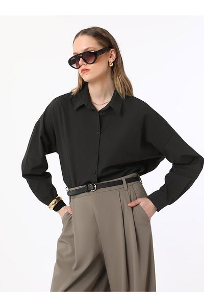 Benin Πουκάμισο Regular Fit Poplin - Μαύρο - Benin