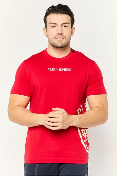 Plein Sport Men Sportswear Fit Short Sleeves Outdoor T-shirt, Red