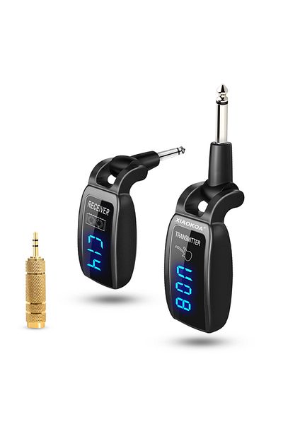 XIAOKOA BLACK XIAOKOA Wireless Guitar System Rechargeable Upgrated LED Screen15 Channels UHF Wireless Guitar