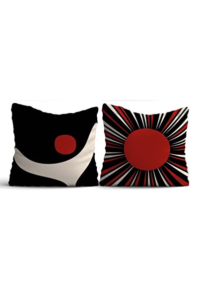 Homeilla Red Black Patterned Digital Printing Double Sided Gift Decorative 2-Piece Throw Pillow Cover