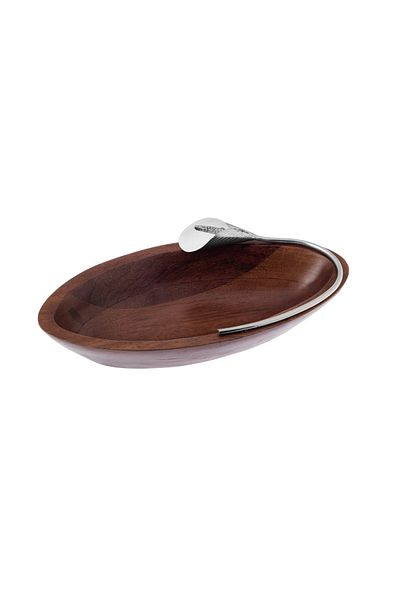 Dania Serving Dish In The Shape Of A Boat Made Of Beech Wood With Lily  Multi Use Silver/Brown