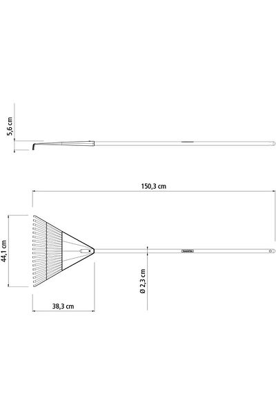 TRAMONTINA Since 1911, Made In Brazil - Black Plastic Garden Rake With 18 Teeth And 120cm Wood Handle
