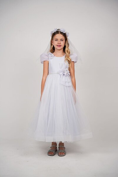 MONİTA Omuz ve bel detaylı kız çocuk abiye elbise